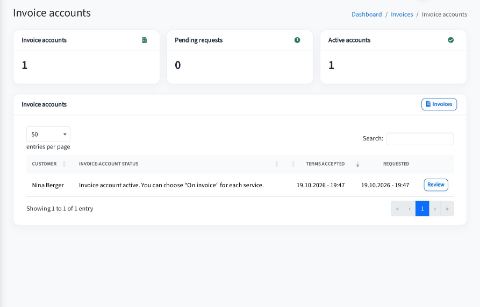 Invoice accounts for paying by invoice
