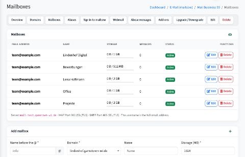 Manage mailboxes