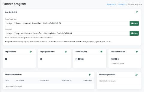 Partner program with invite links